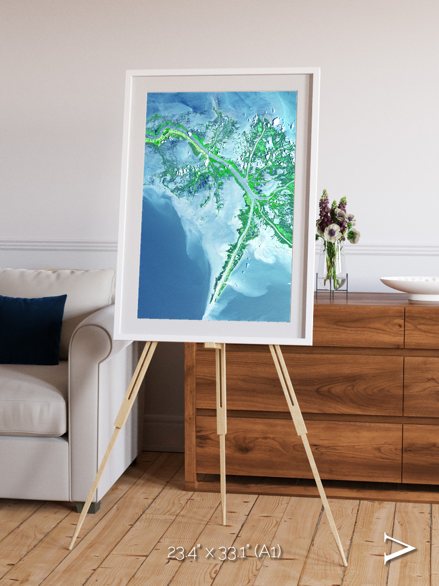 Arid Mosaic, Mississippi River Delta Framed & Mounted Print