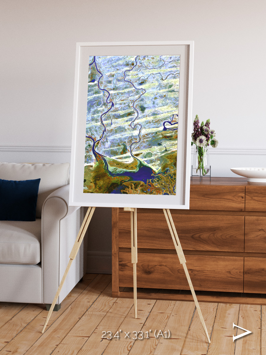 Islands in Blue, Niger River Framed & Mounted Print