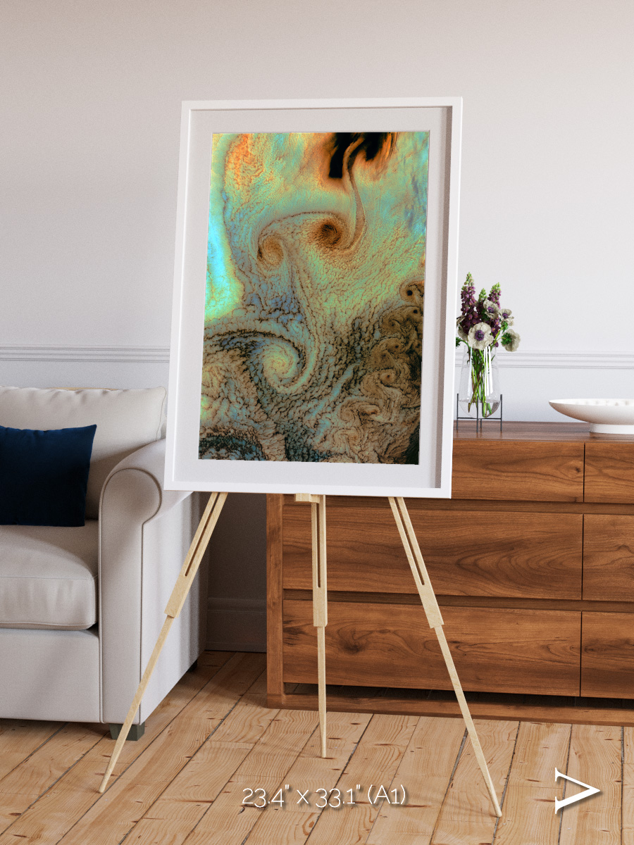 Atmospheric Patterns, Von Karman Vortices Framed & Mounted Print