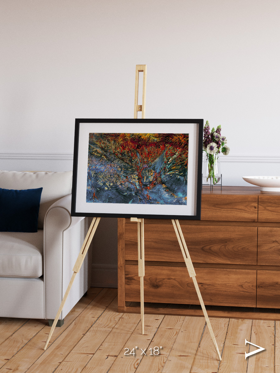 Geometric Fields, Eastern Kazakhstan Framed & Mounted Print