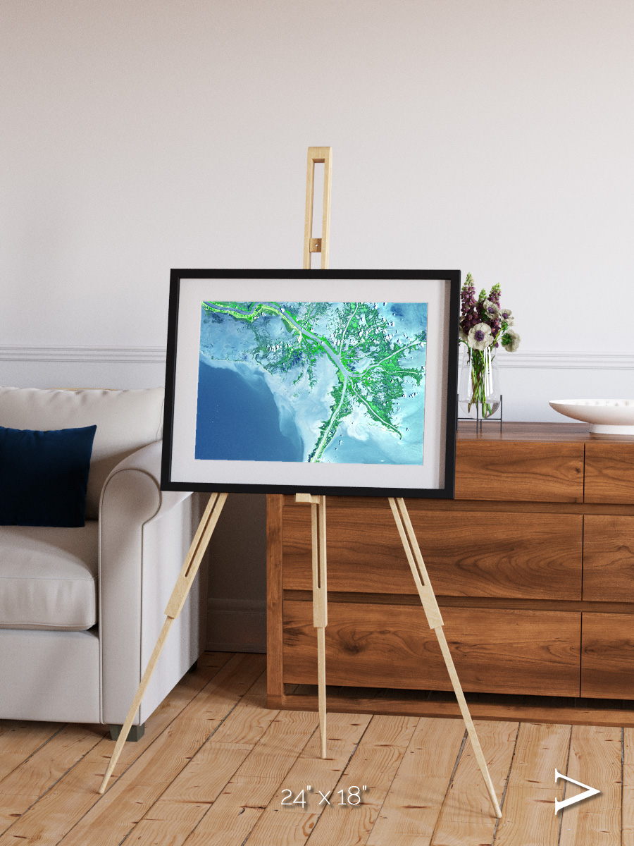 Arid Mosaic, Mississippi River Delta Framed & Mounted Print
