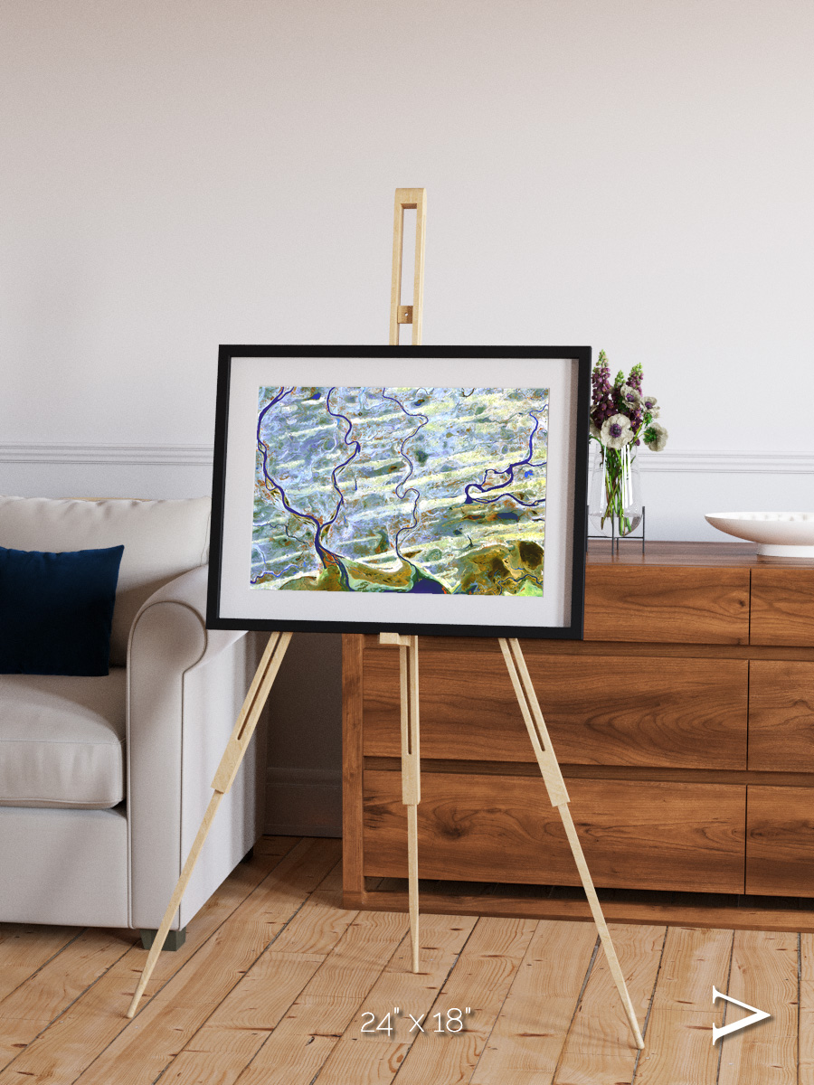 Islands in Blue, Niger River Framed & Mounted Print