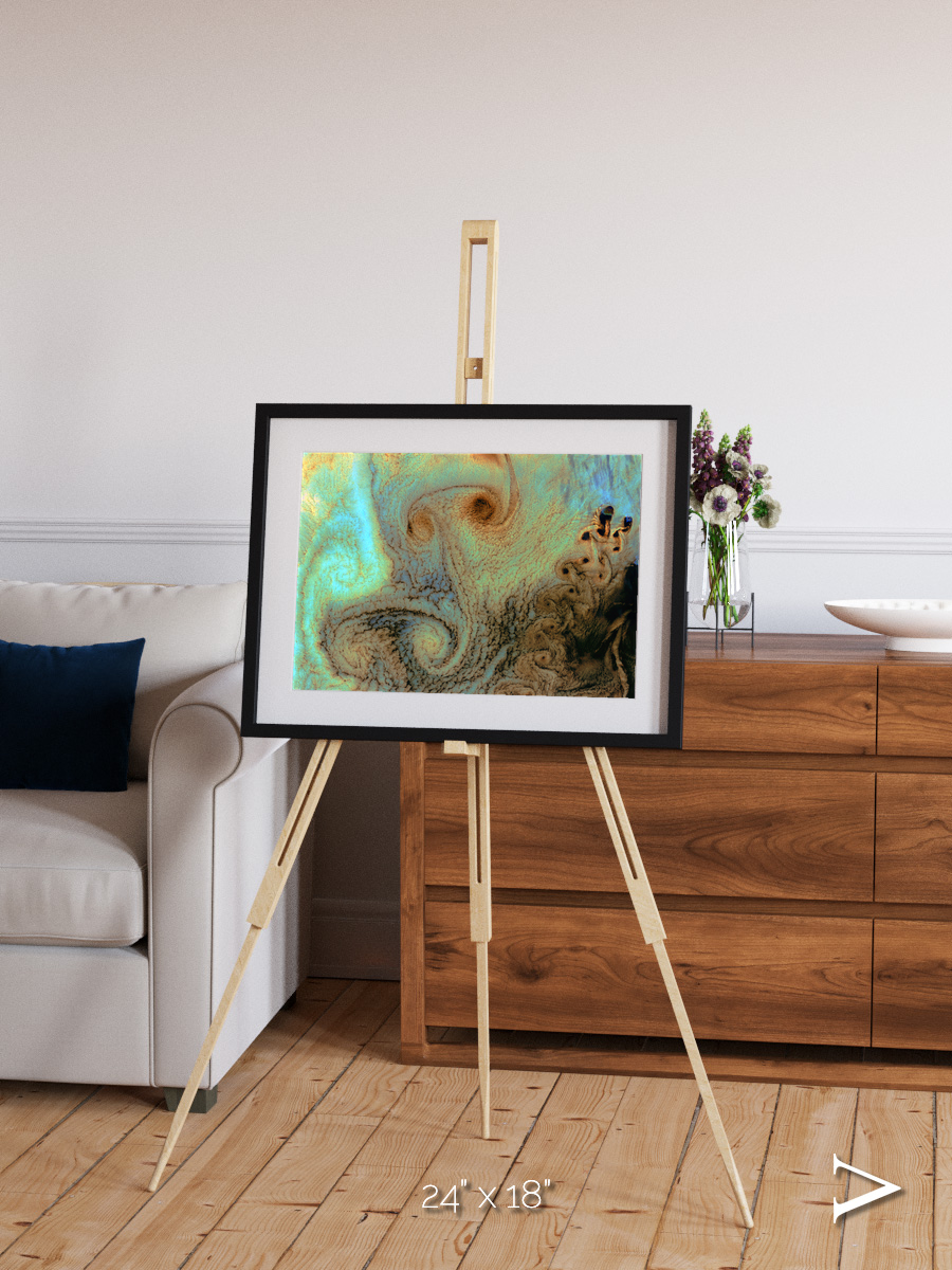 Atmospheric Patterns, Von Karman Vortices Framed & Mounted Print
