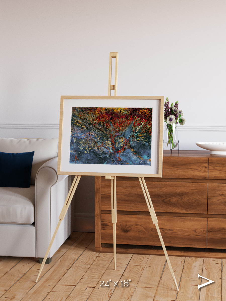 Geometric Fields, Eastern Kazakhstan Framed & Mounted Print