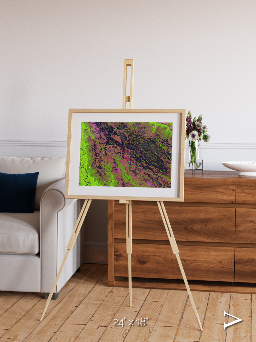 Channel Lines, Demini River Framed & Mounted Print