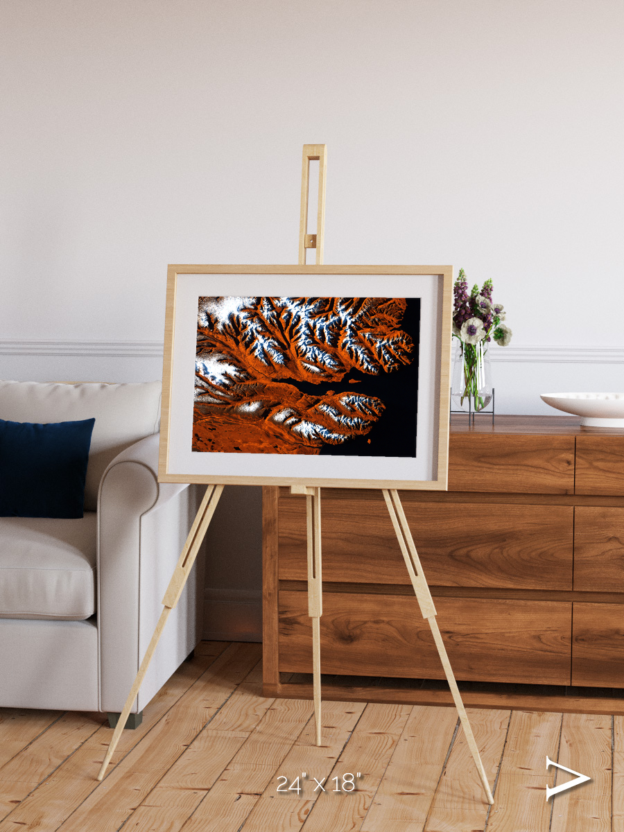 Striped Coast, Eyjafjörður Framed & Mounted Print