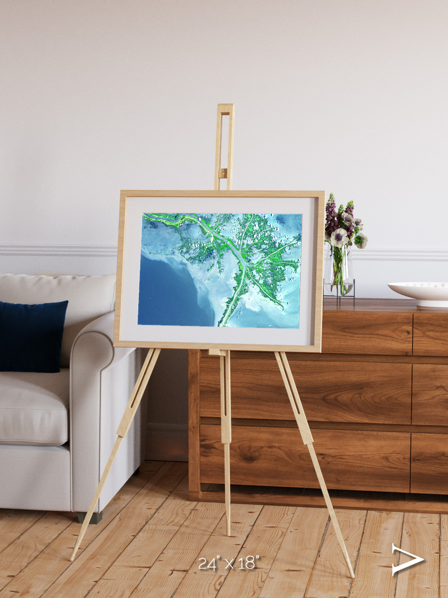 Arid Mosaic, Mississippi River Delta Framed & Mounted Print