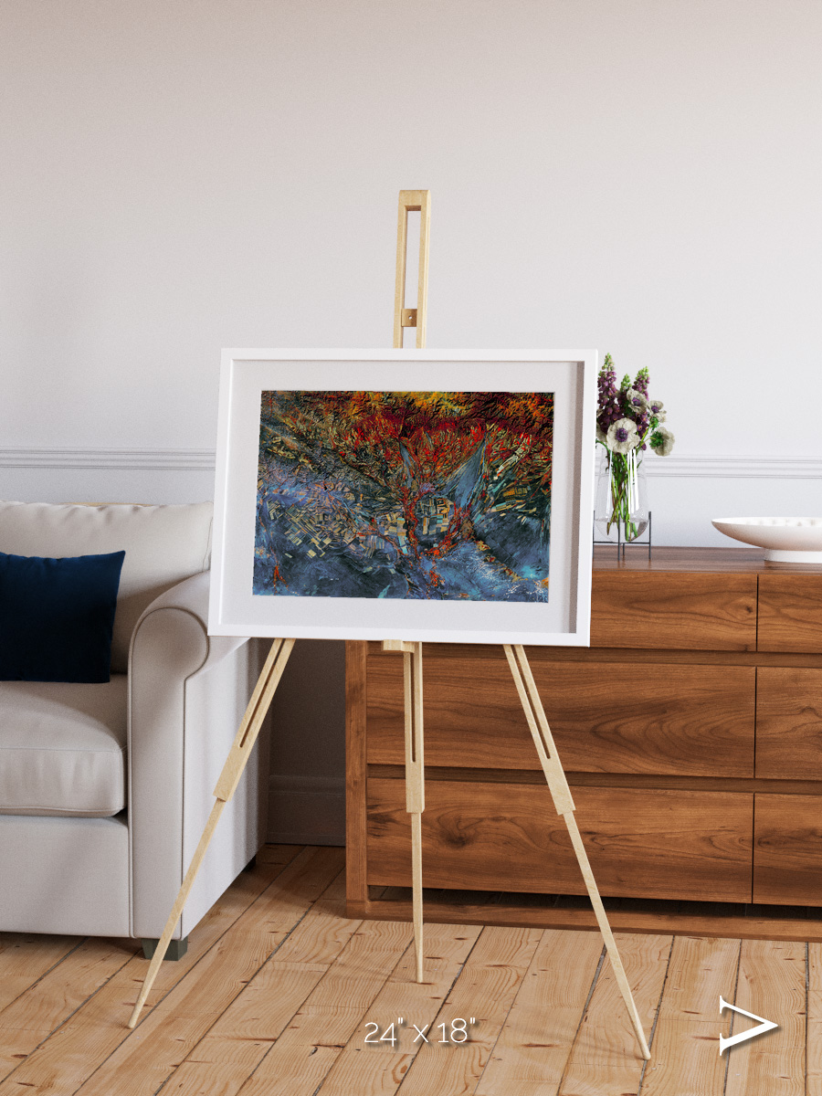 Geometric Fields, Eastern Kazakhstan Framed & Mounted Print
