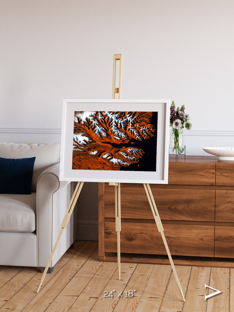 Striped Coast, Eyjafjörður Framed & Mounted Print