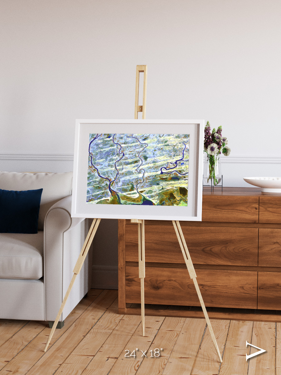 Islands in Blue, Niger River Framed & Mounted Print