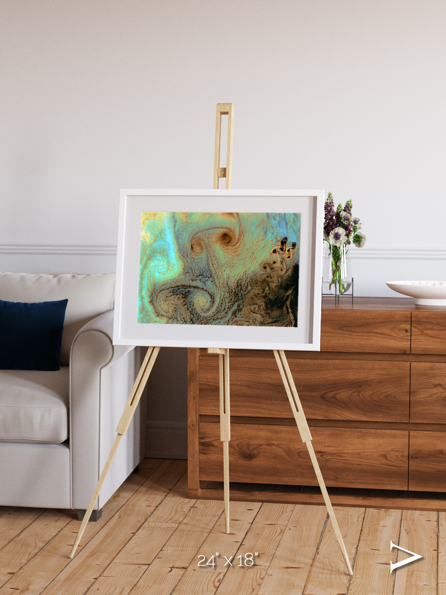 Atmospheric Patterns, Von Karman Vortices Framed & Mounted Print