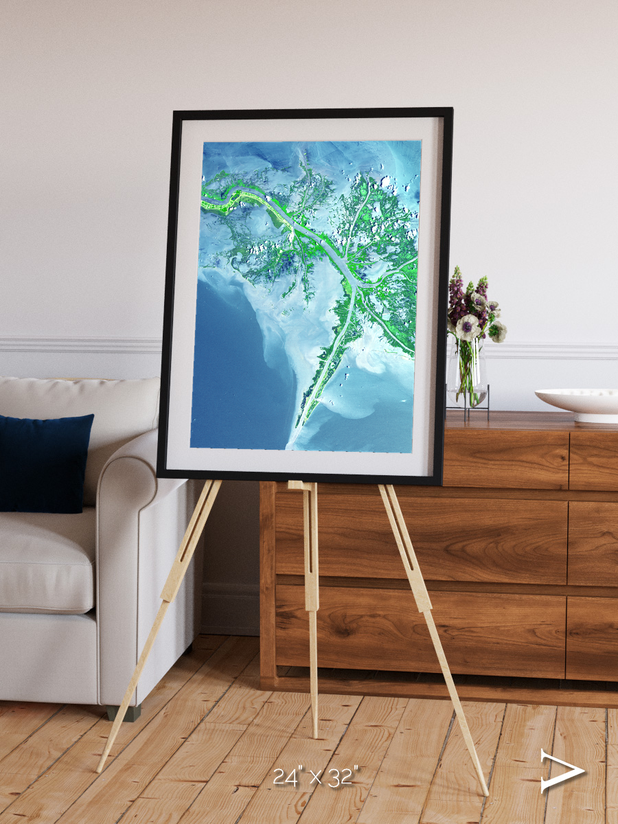 Arid Mosaic, Mississippi River Delta Framed & Mounted Print