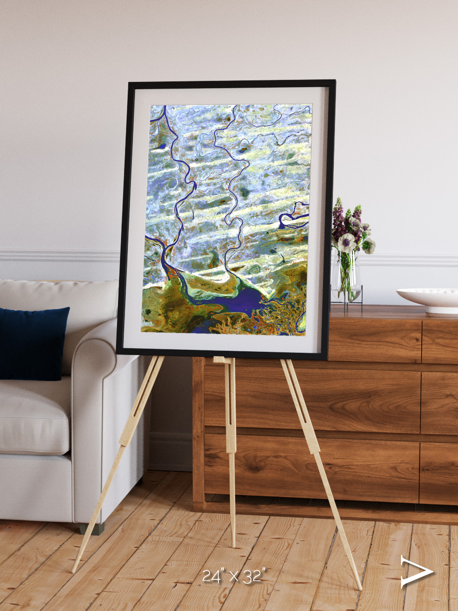 Islands in Blue, Niger River Framed & Mounted Print