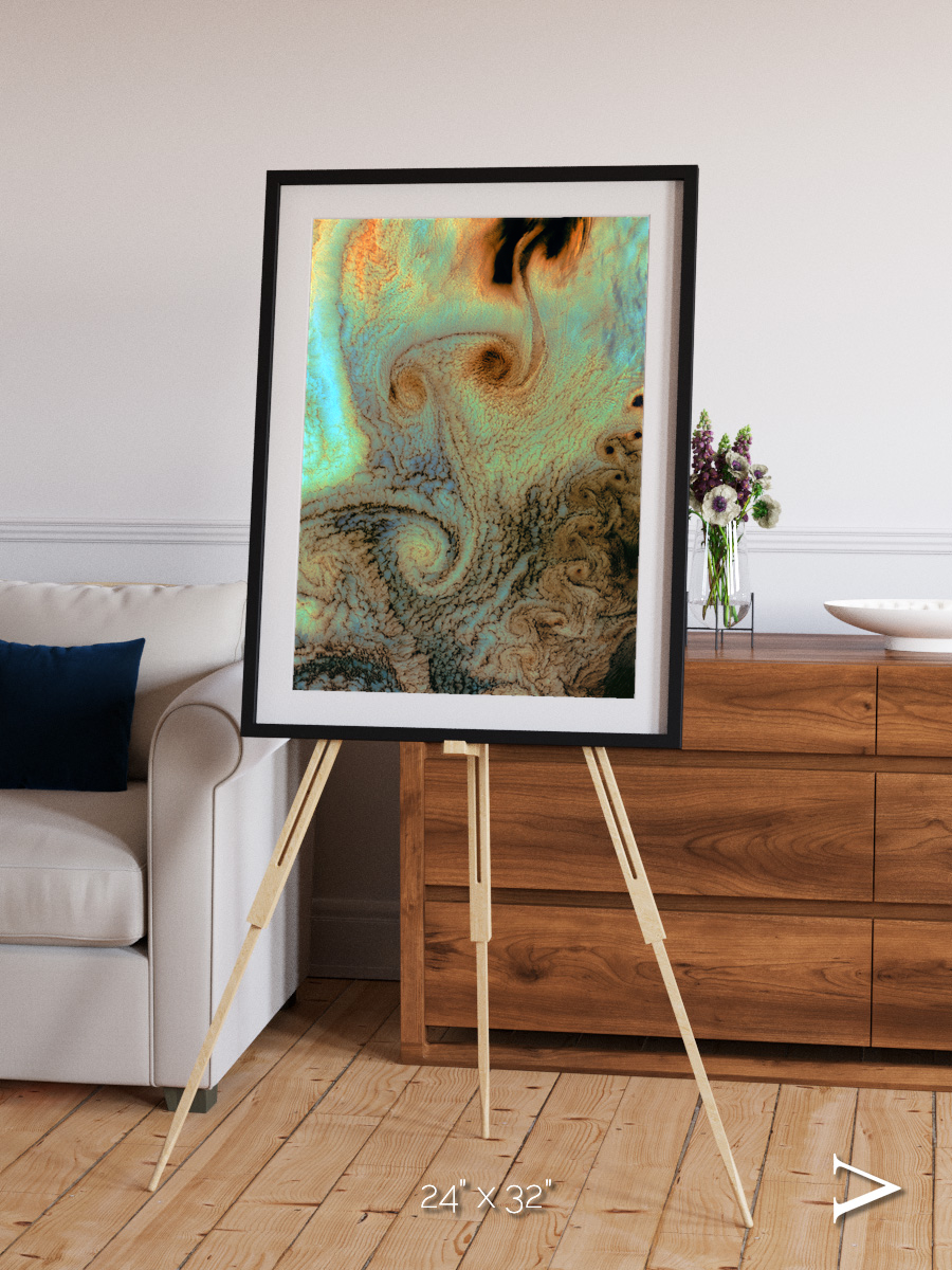 Atmospheric Patterns, Von Karman Vortices Framed & Mounted Print