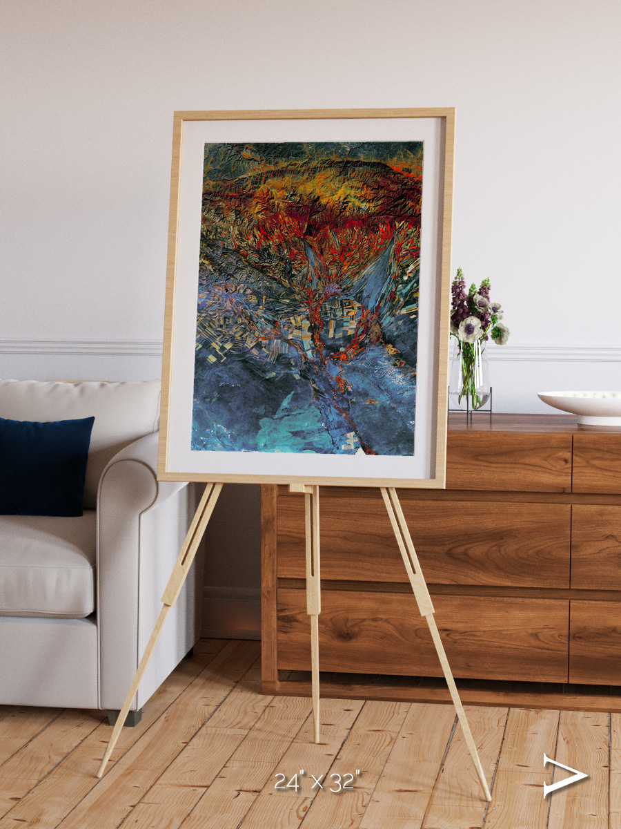 Geometric Fields, Eastern Kazakhstan Framed & Mounted Print