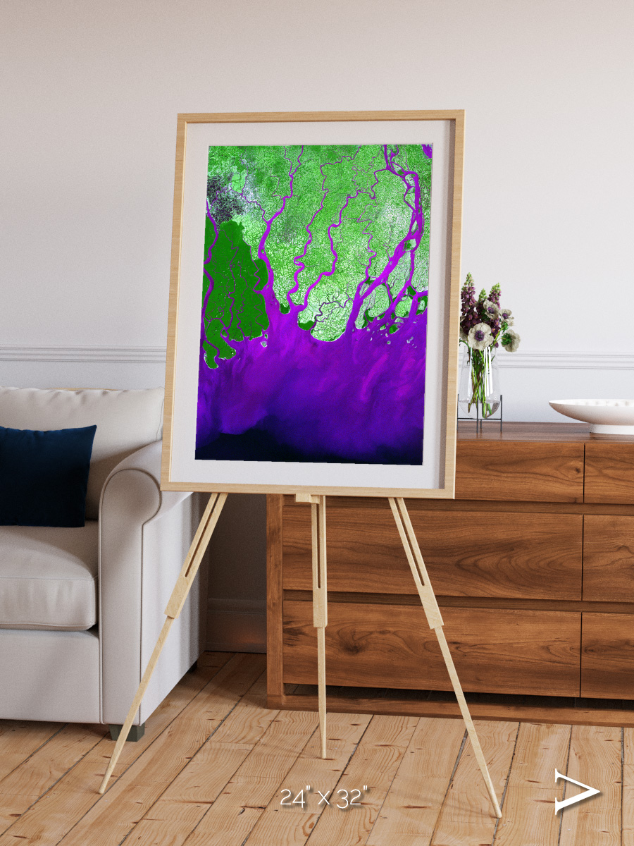 Delta Mosaic, Ganges River Delta Framed & Mounted Print