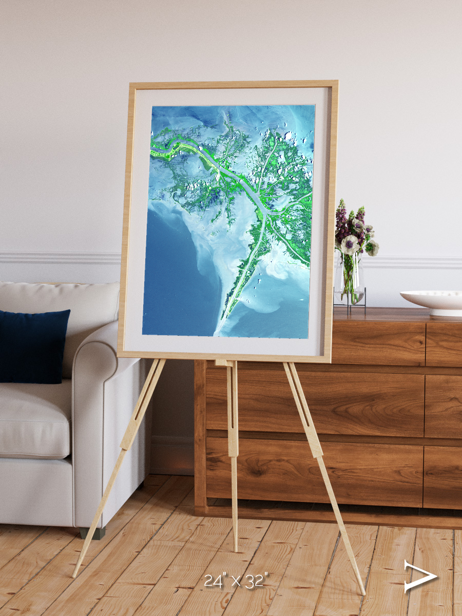 Arid Mosaic, Mississippi River Delta Framed & Mounted Print