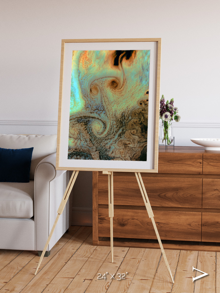Atmospheric Patterns, Von Karman Vortices Framed & Mounted Print