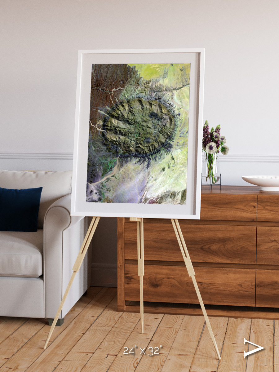 Windwritten Dunes, Brandberg Massif Framed & Mounted Print