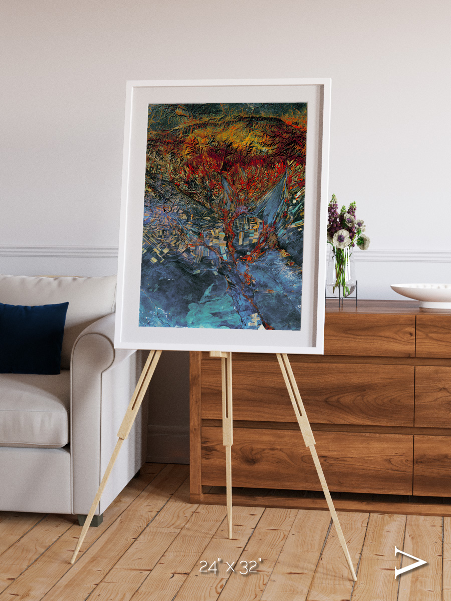 Geometric Fields, Eastern Kazakhstan Framed & Mounted Print