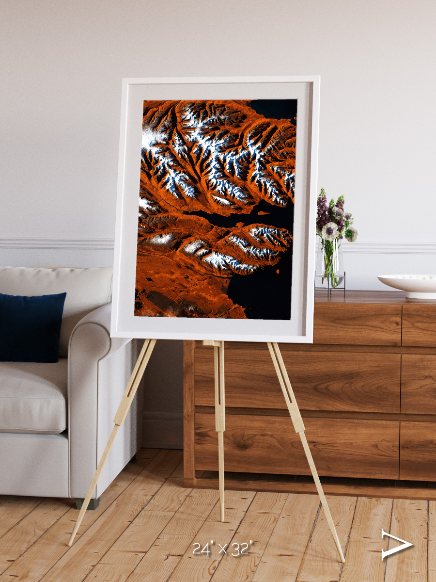 Striped Coast, Eyjafjörður Framed & Mounted Print