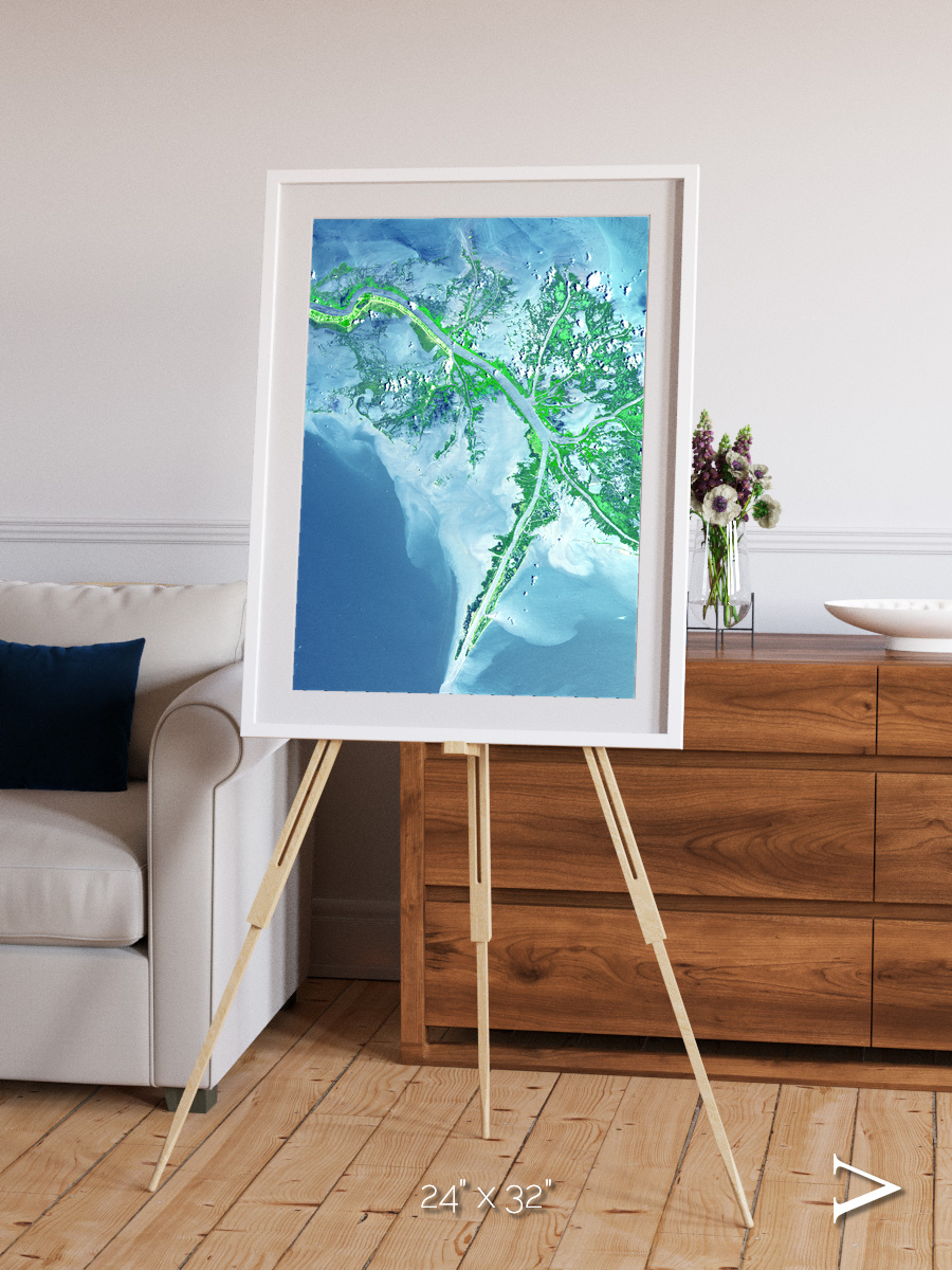 Arid Mosaic, Mississippi River Delta Framed & Mounted Print