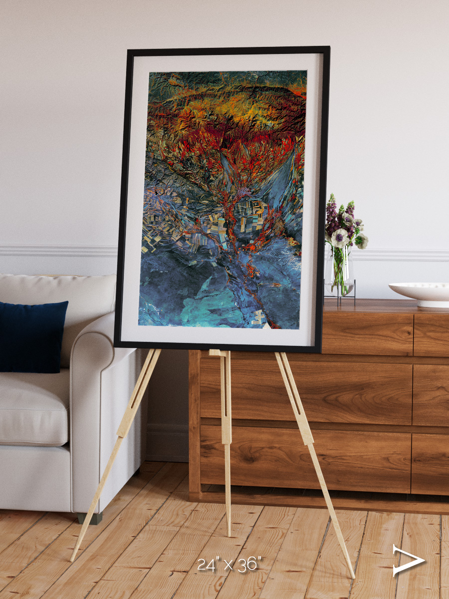 Geometric Fields, Eastern Kazakhstan Framed & Mounted Print