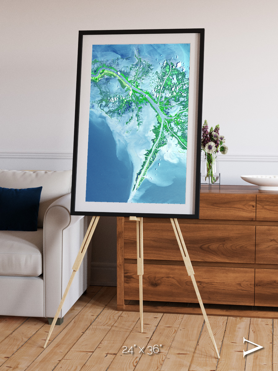 Arid Mosaic, Mississippi River Delta Framed & Mounted Print