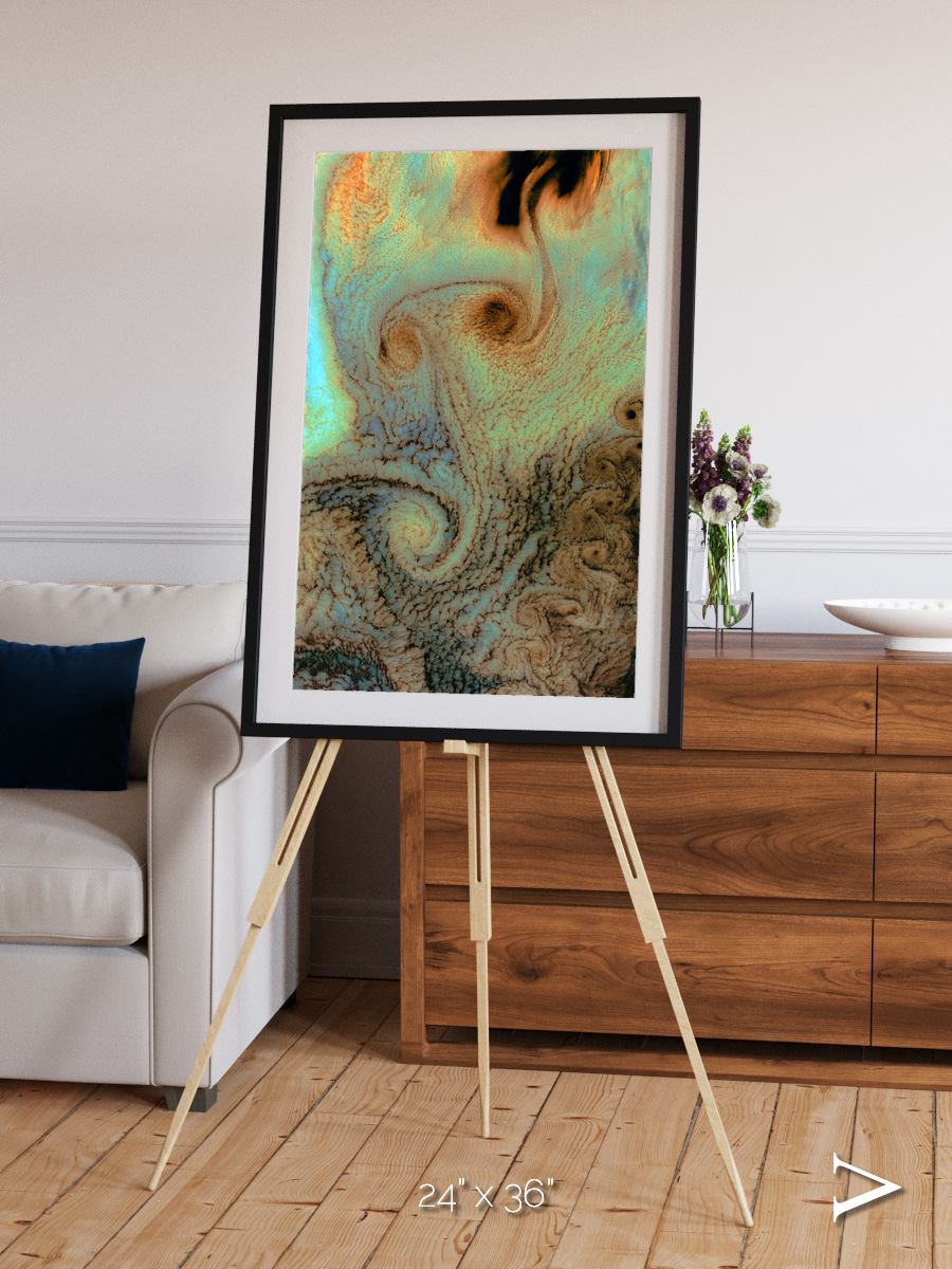 Atmospheric Patterns, Von Karman Vortices Framed & Mounted Print