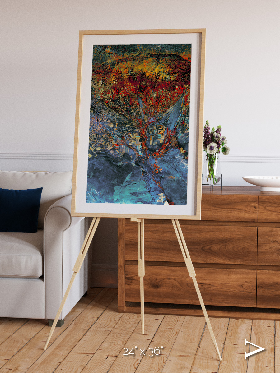Geometric Fields, Eastern Kazakhstan Framed & Mounted Print