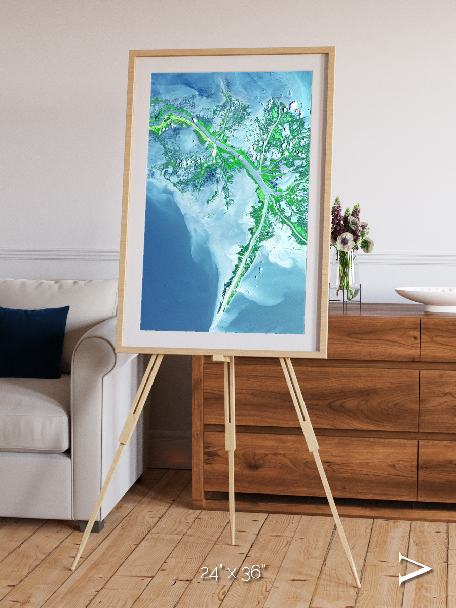 Arid Mosaic, Mississippi River Delta Framed & Mounted Print