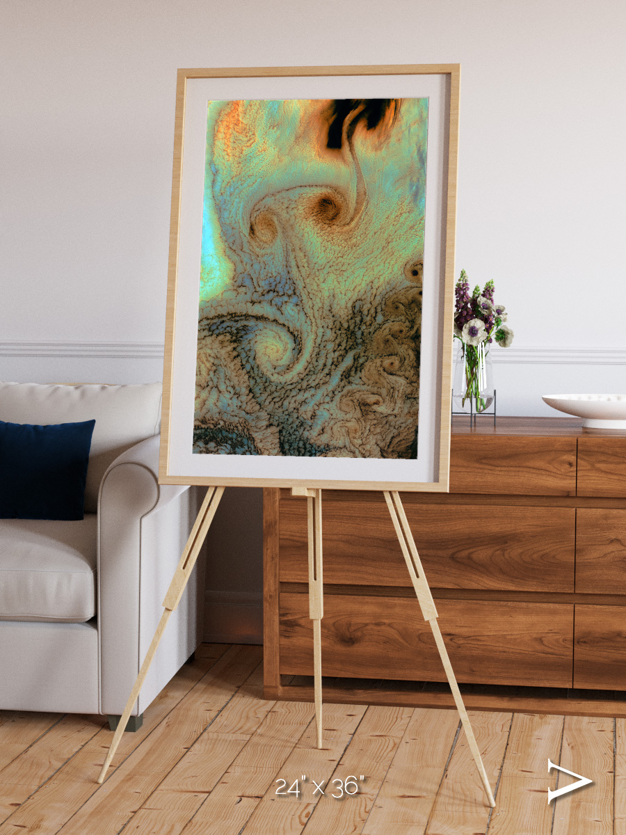 Atmospheric Patterns, Von Karman Vortices Framed & Mounted Print