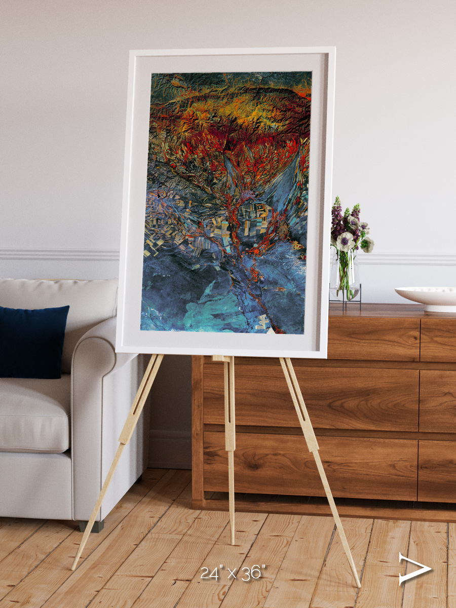 Geometric Fields, Eastern Kazakhstan Framed & Mounted Print