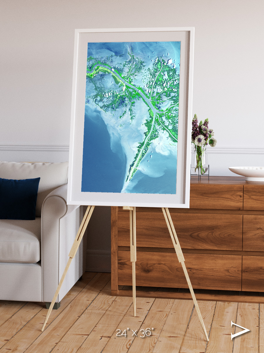 Arid Mosaic, Mississippi River Delta Framed & Mounted Print