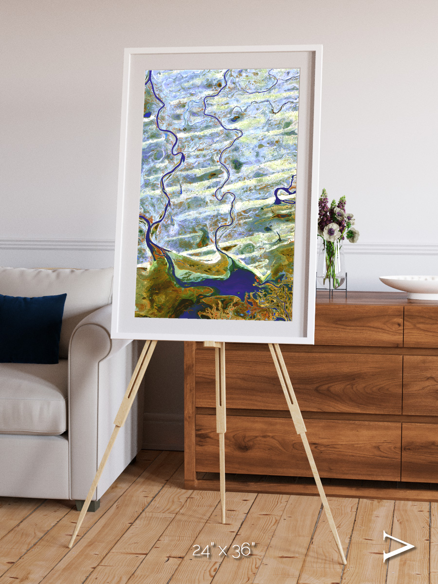 Islands in Blue, Niger River Framed & Mounted Print
