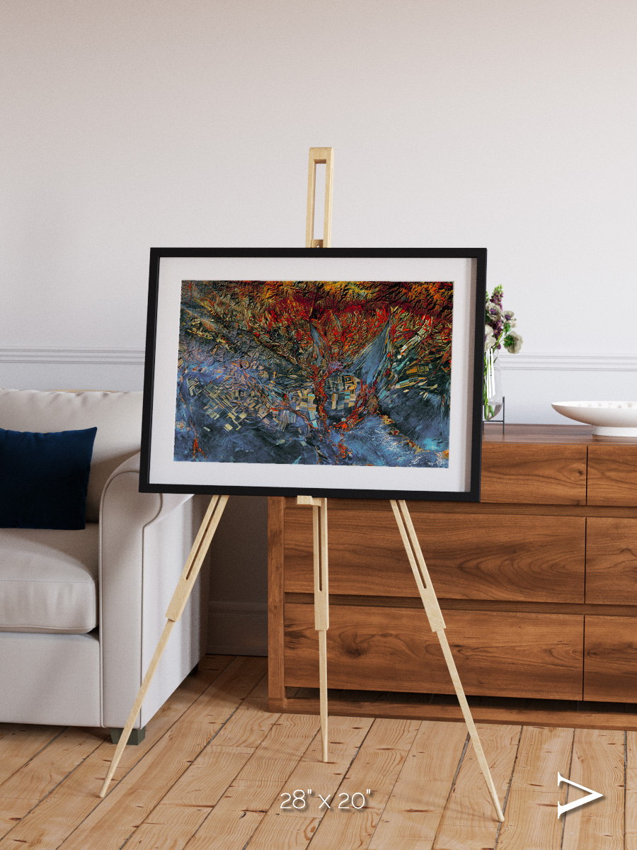 Geometric Fields, Eastern Kazakhstan Framed & Mounted Print