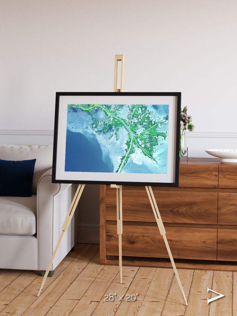 Arid Mosaic, Mississippi River Delta Framed & Mounted Print