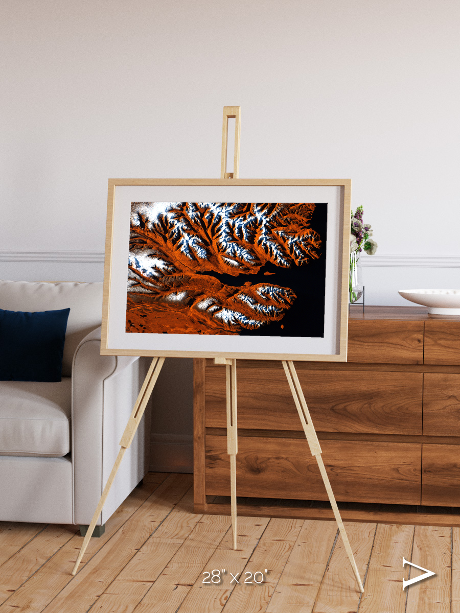 Striped Coast, Eyjafjörður Framed & Mounted Print