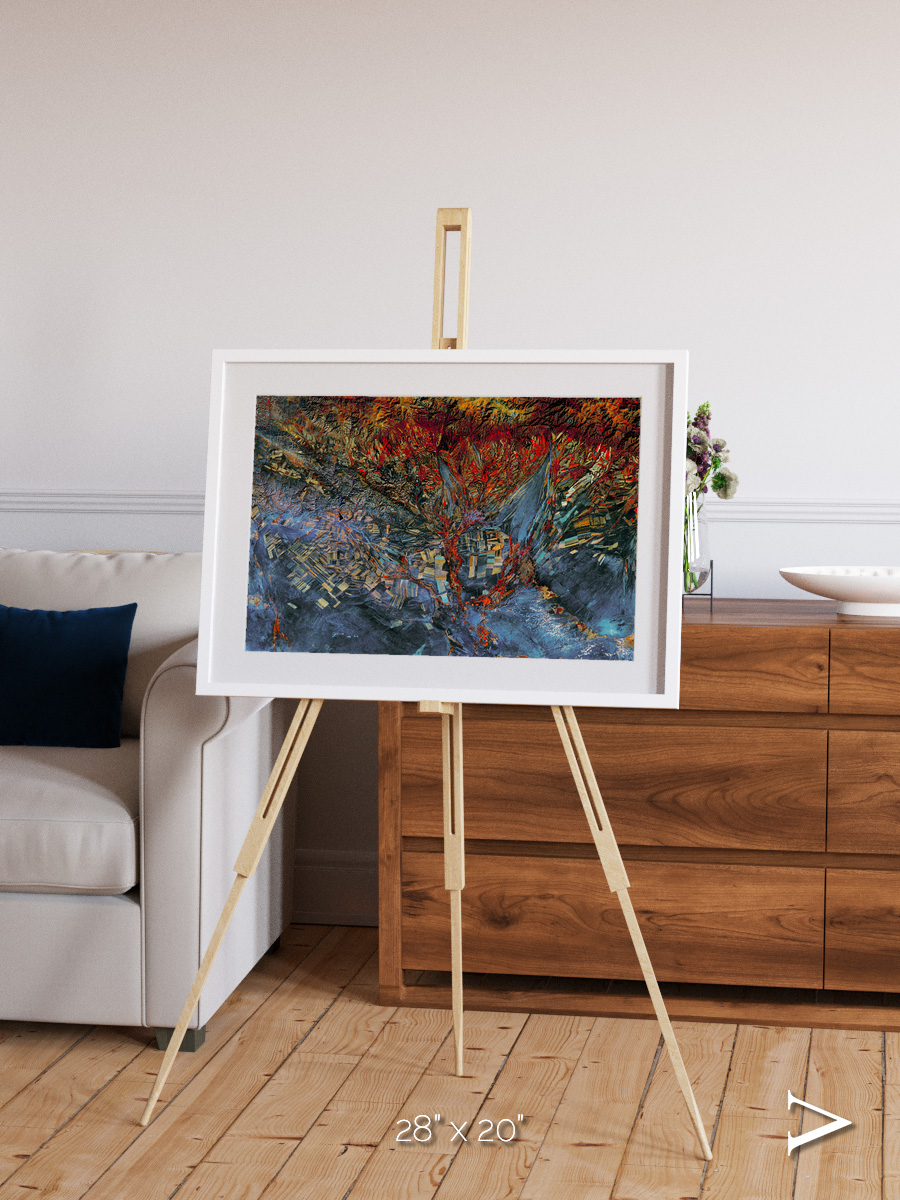 Geometric Fields, Eastern Kazakhstan Framed & Mounted Print