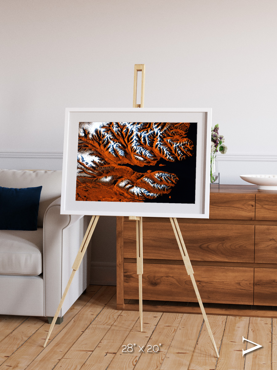 Striped Coast, Eyjafjörður Framed & Mounted Print