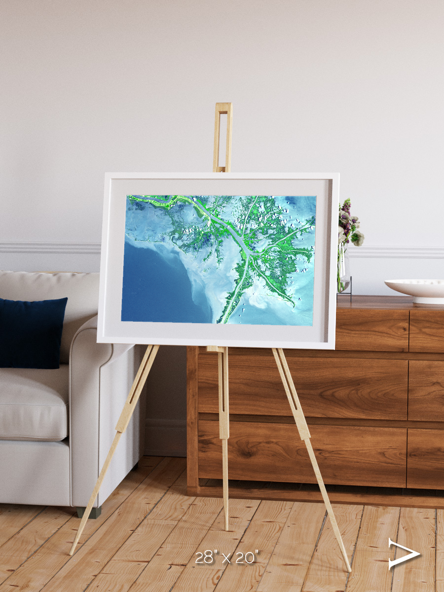 Arid Mosaic, Mississippi River Delta Framed & Mounted Print