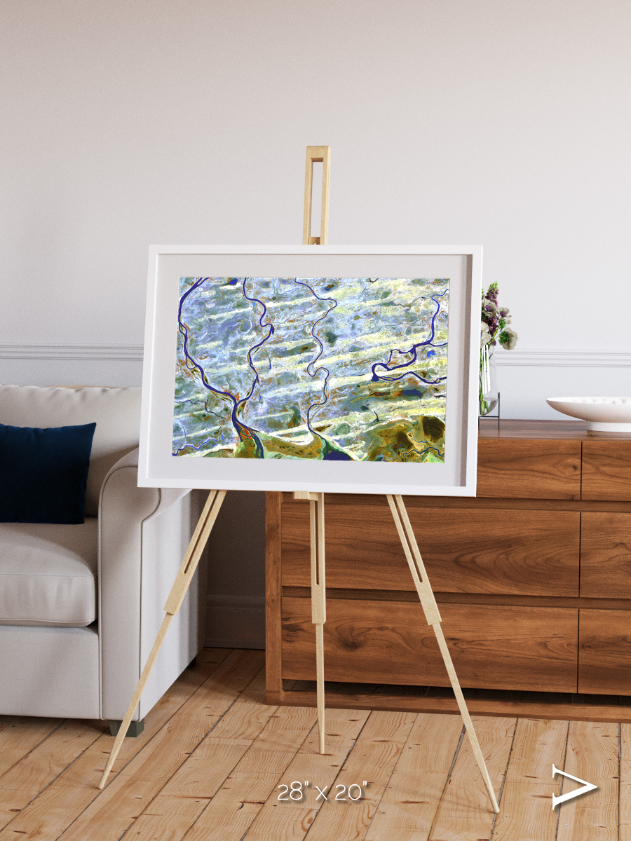 Islands in Blue, Niger River Framed & Mounted Print