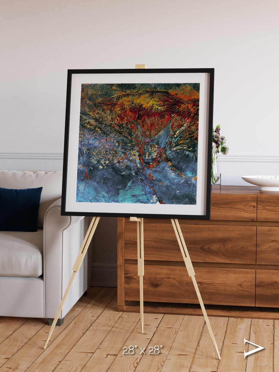 Geometric Fields, Eastern Kazakhstan Framed & Mounted Print