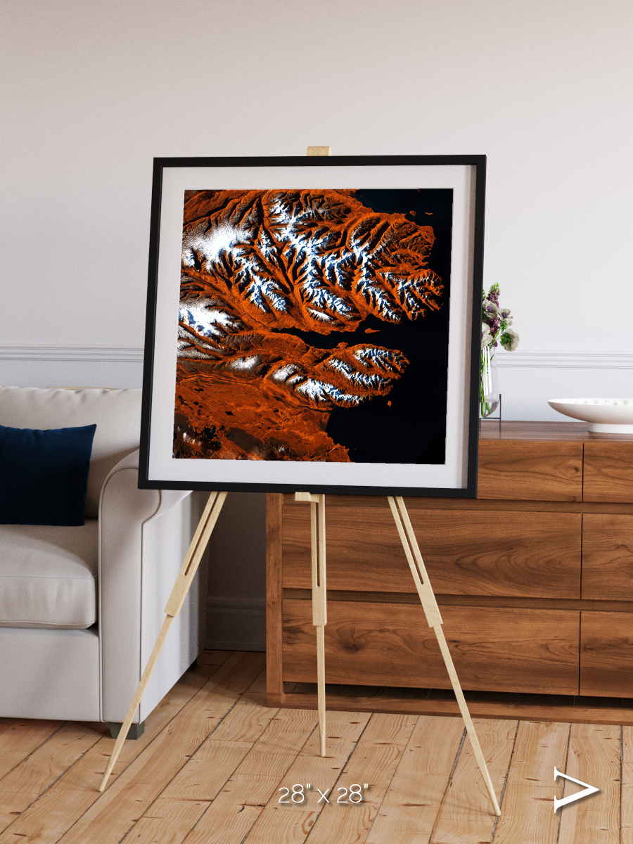 Striped Coast, Eyjafjörður Framed & Mounted Print
