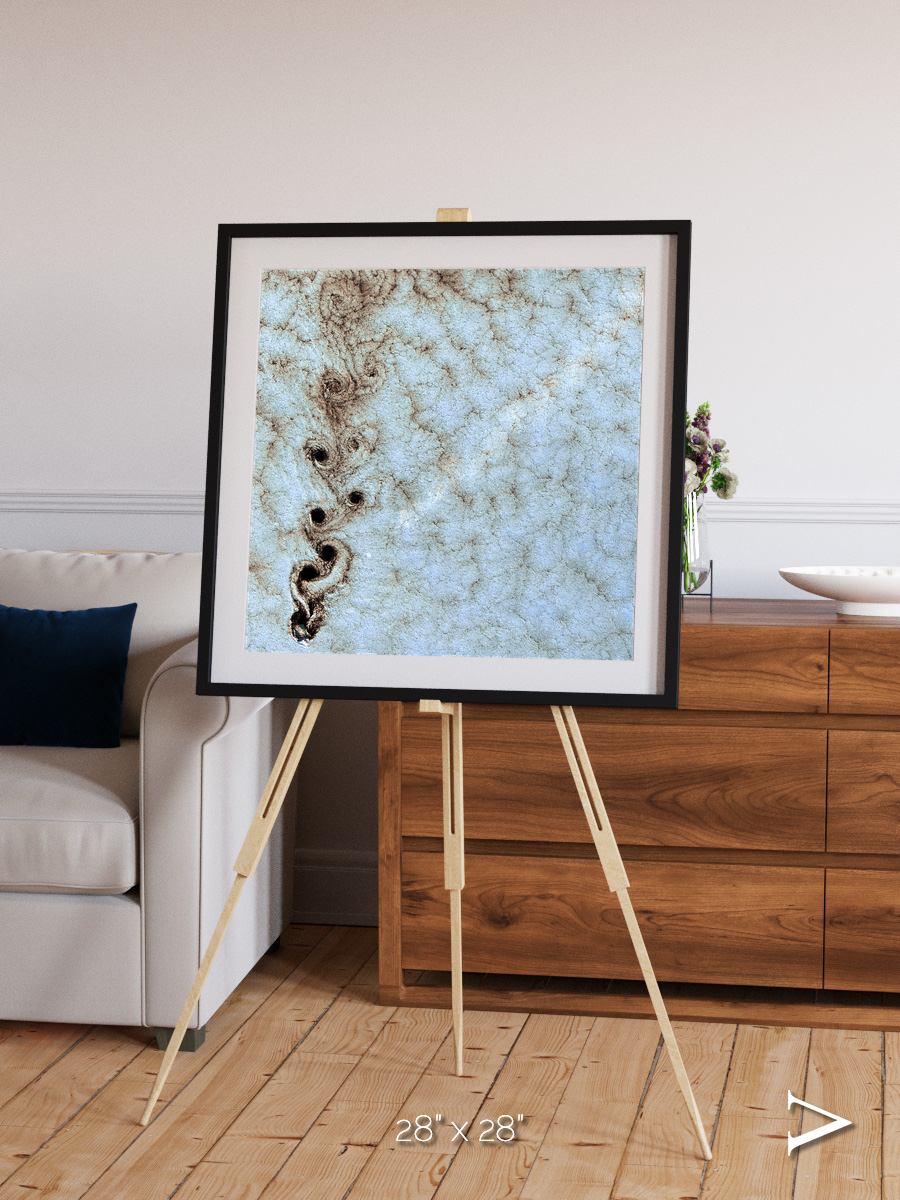 Wind Signatures, Karman Vortices Framed & Mounted Print