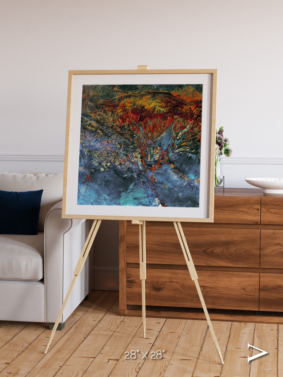Geometric Fields, Eastern Kazakhstan Framed & Mounted Print