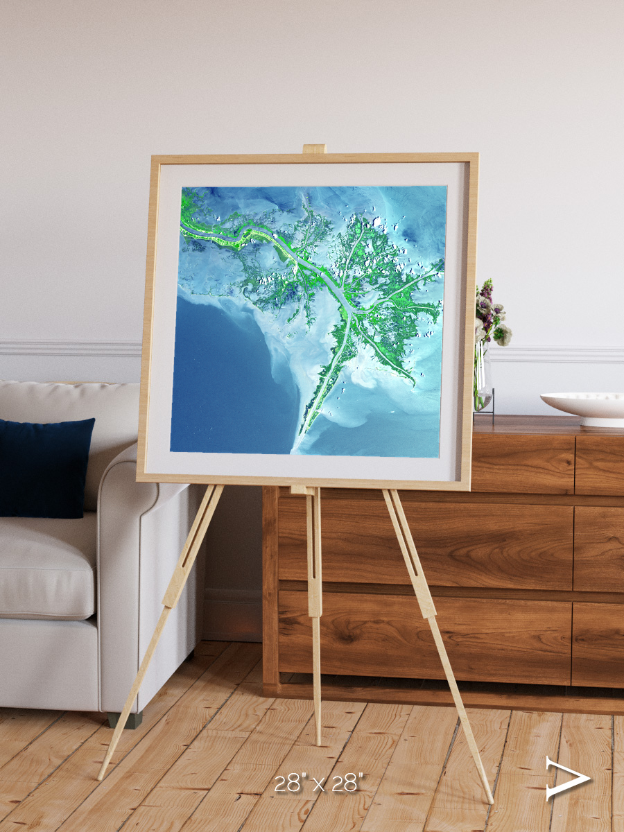 Arid Mosaic, Mississippi River Delta Framed & Mounted Print
