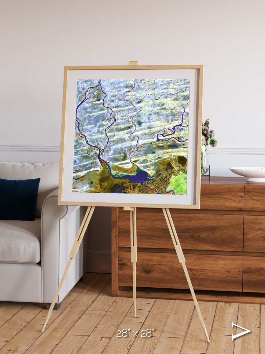 Islands in Blue, Niger River Framed & Mounted Print