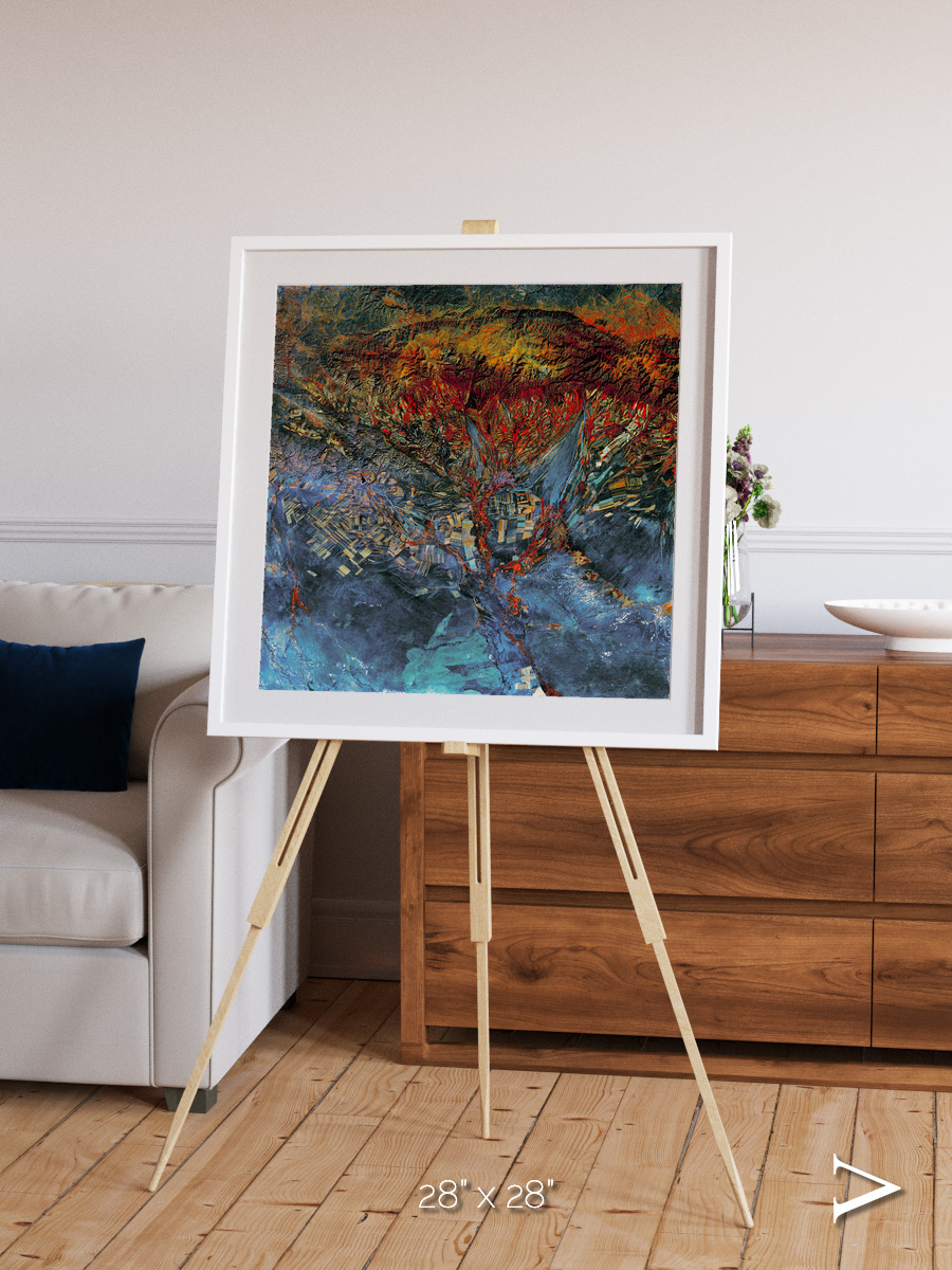 Geometric Fields, Eastern Kazakhstan Framed & Mounted Print