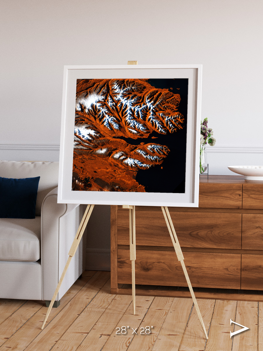 Striped Coast, Eyjafjörður Framed & Mounted Print